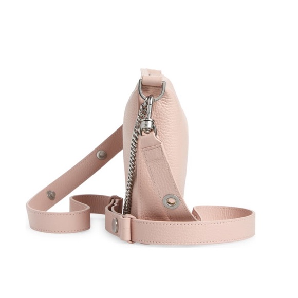 AllSaints Pink Leather Convertible Crossbody Shoulder Bag w Chain Strap NWT - Picture 5 of 12